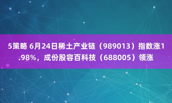 5策略 6月24日稀土产业链（989013）指数涨1.98%，成份股容百科技（688005）领涨